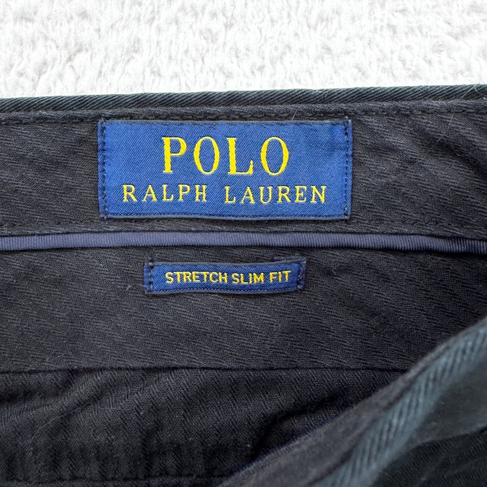 Polo Ralph Lauren Mens 36x30 Black Stretch Slim Fit Chino Pants Trousers - Picture 6 of 9